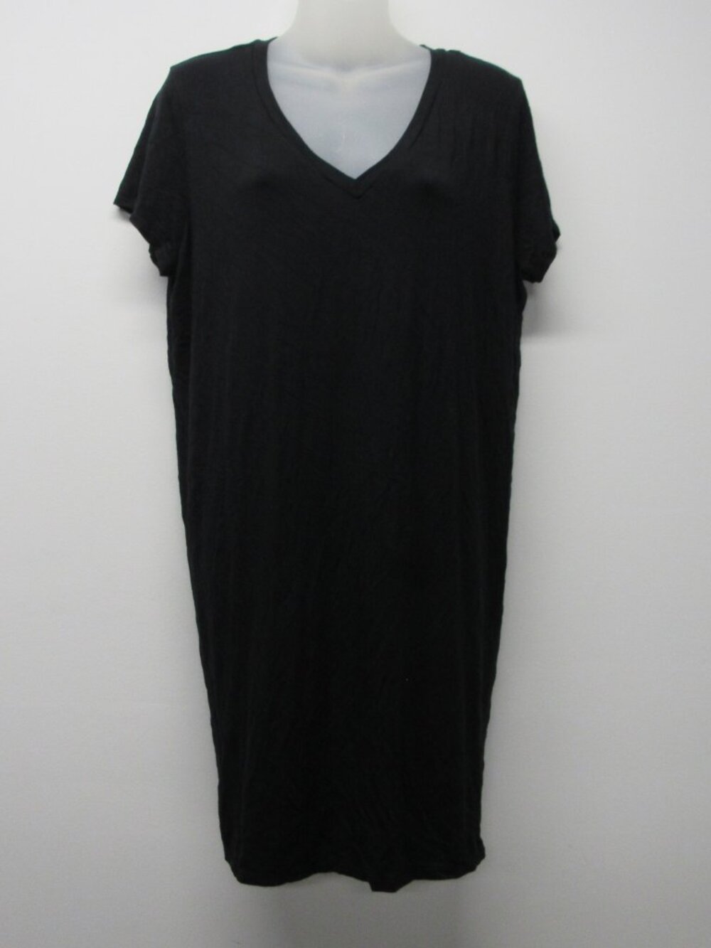 Sen Black Split Open Back V Neck Short Sleeve Tunic Top sz 3 US Large Lagenlook